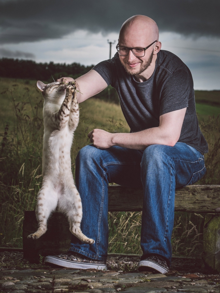Jonathan Addie with his cat